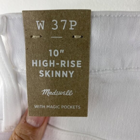 Madewell $128 Petite 10" High Rise Skinny Jeans in Pure White Size P37 AJ294 - Picture 7 of 8